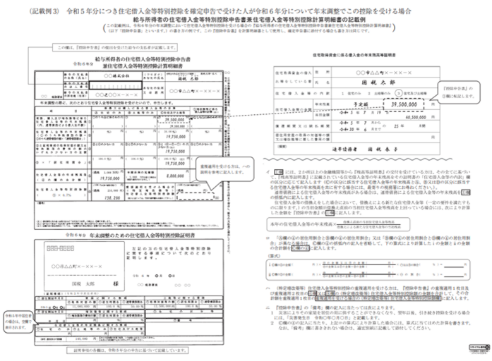 住宅借入金等特別控除申告書の書き方