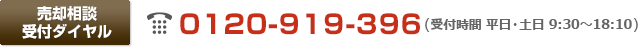 売却相談受付ダイヤル 0120-919-396（受付時間 平日 9:30～18:10）